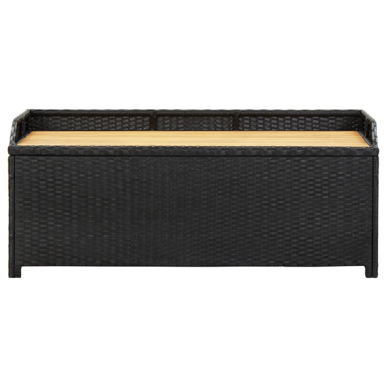 fekete polyrattan kerti tárolópad 120 cm