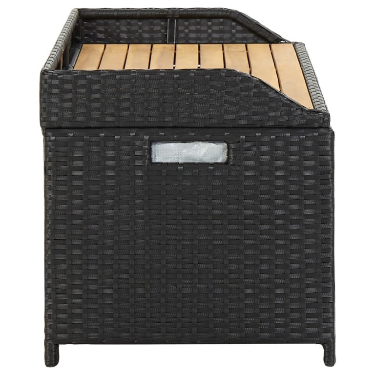 fekete polyrattan kerti tárolópad 120 cm