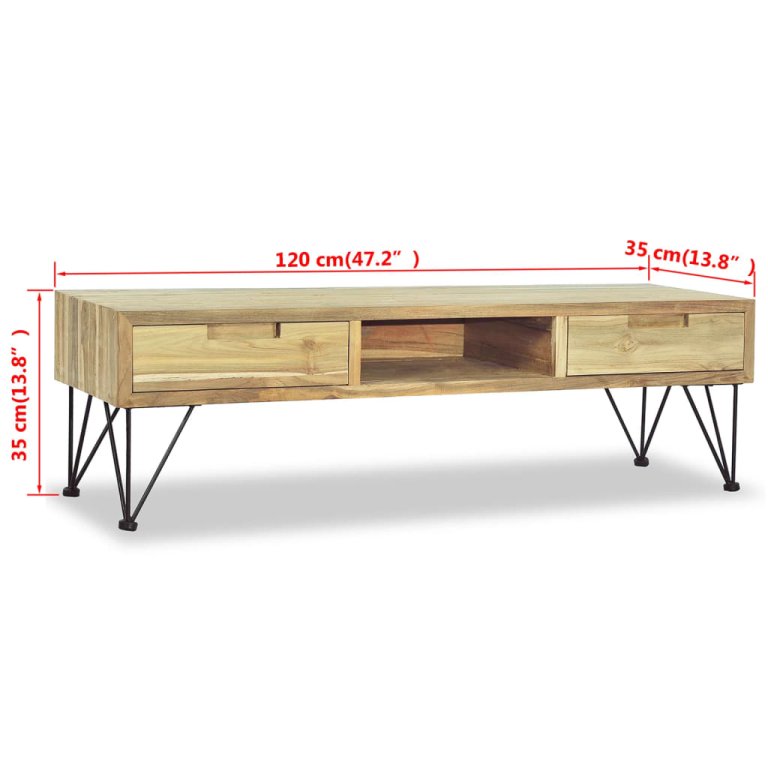 tömör tíkfa TV-szekrény 120 x 35 x 35 cm