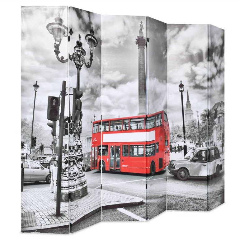 fekete-fehér londoni busz mintás paraván 228 x 170 cm