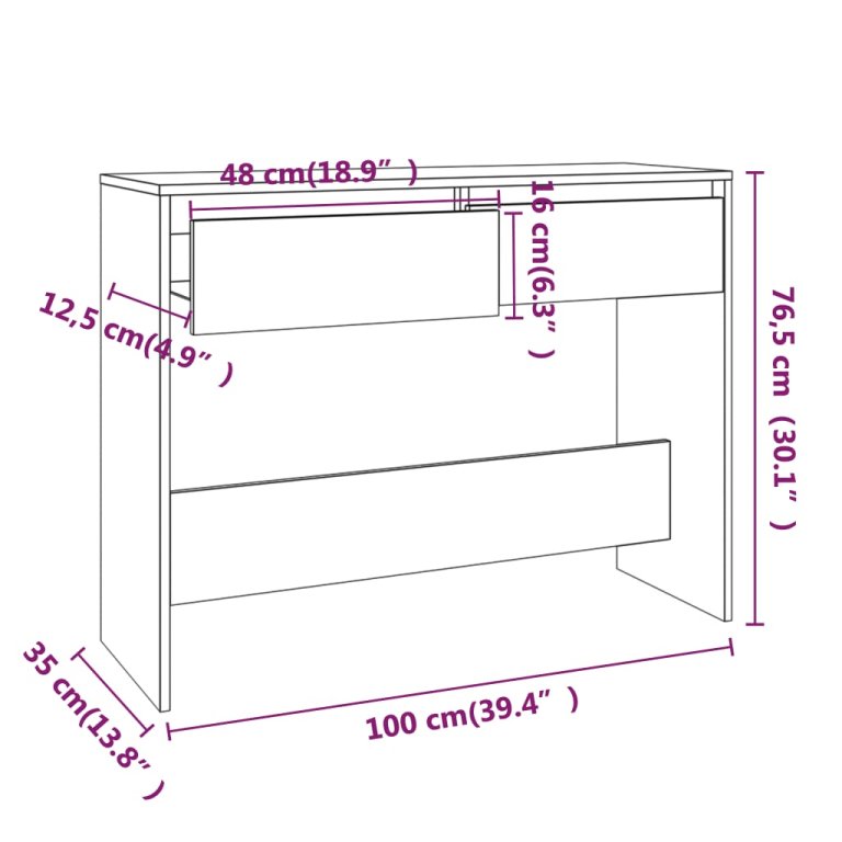 fekete szerelt fa tálalóasztal 100 x 35 x 76,5 cm