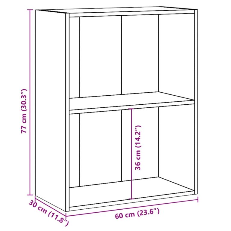 2 szintes betonszürke forgácslap könyvszekrény 60x30x76,5 cm