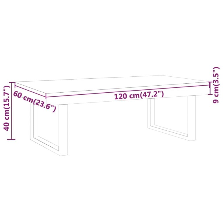 sötétbarna és fekete MDF és vas dohányzóasztal 120x60x40 cm