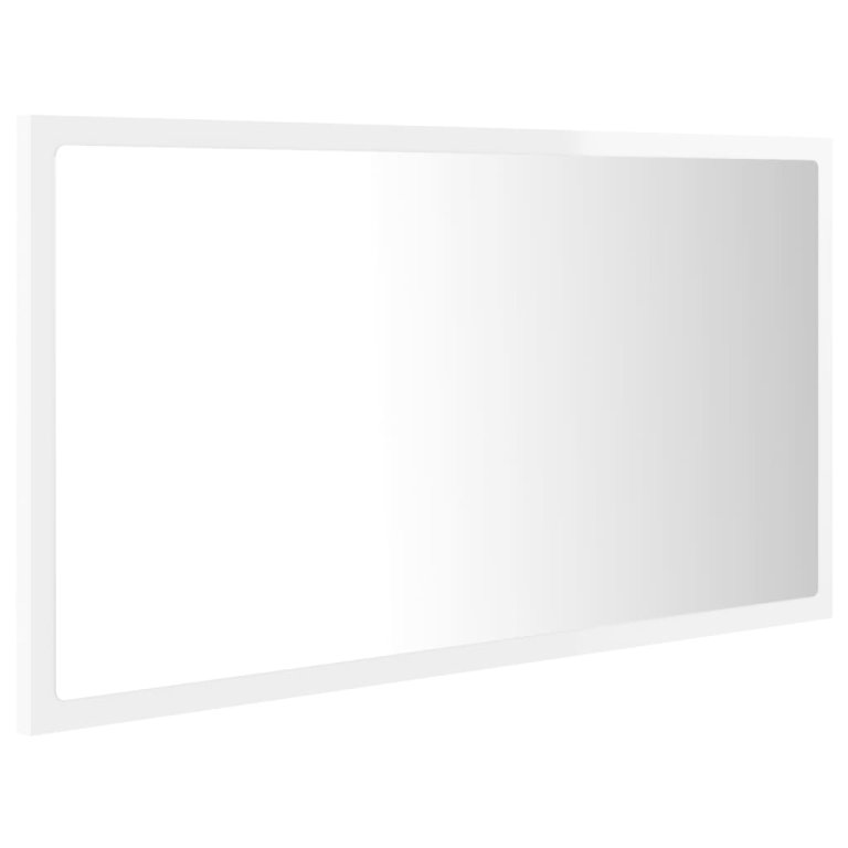 magasfényű fehér akril LED-es fürdőszobatükör 80x8,5x37 cm