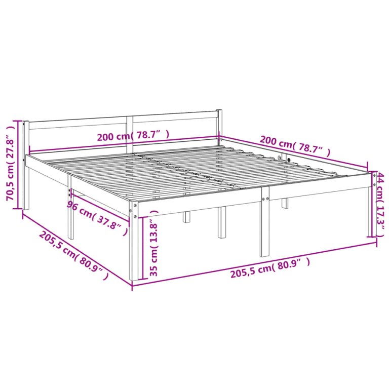 mézbarna tömör fenyőfa ágy időseknek 200 x 200 cm