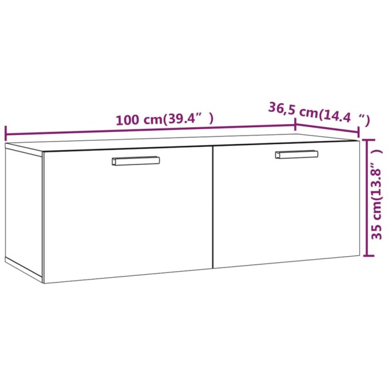 fekete szerelt fa faliszekrény 100 x 36,5 x 35 cm