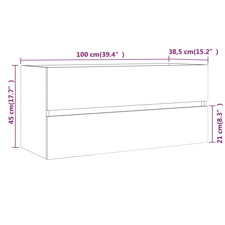 füstös tölgy színű szerelt fa mosdószekrény 100 x 38,5 x 45 cm