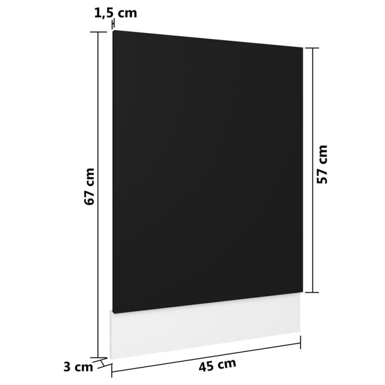 fekete szerelt fa mosogatógép-panel 45 x 3 x 67 cm