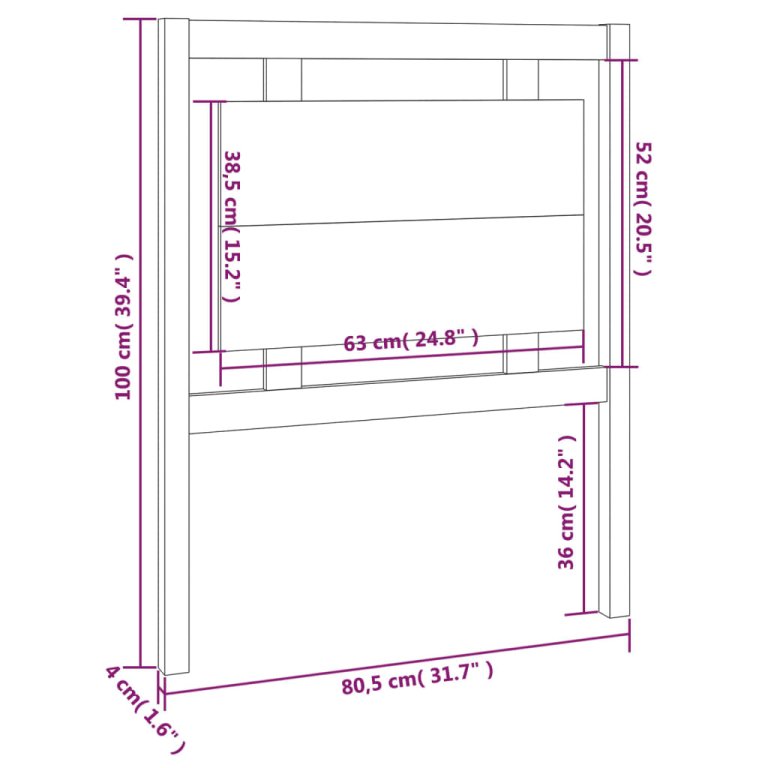 fehér tömör fenyőfa ágyfejtámla 80,5 x 4 x 100 cm