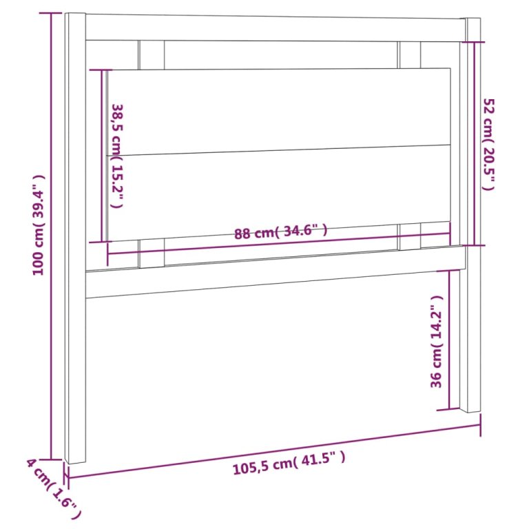 mézbarna tömör fenyőfa ágyfejtámla 105,5 x 4 x 100 cm