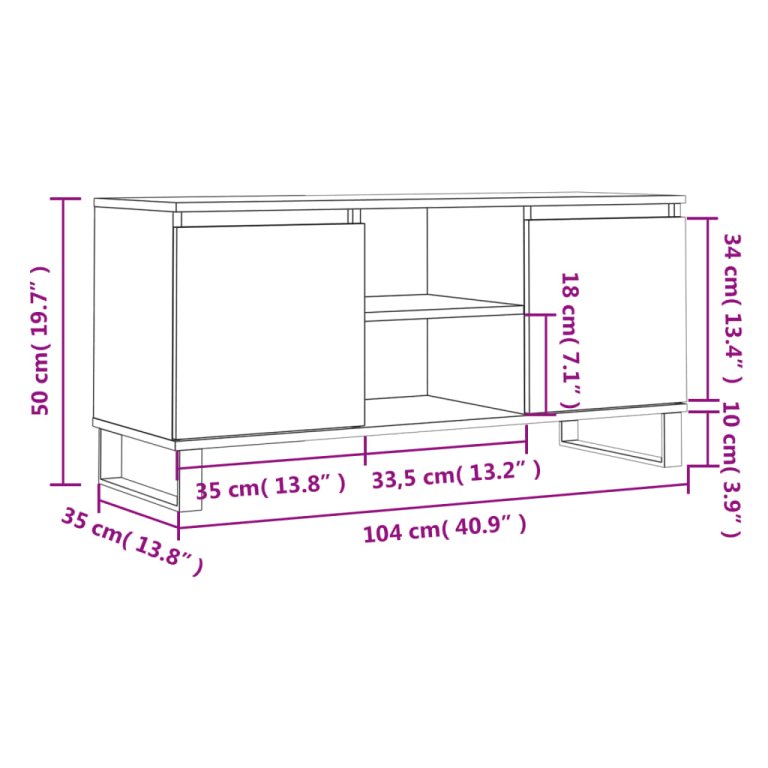 betonszürke szerelt fa TV-szekrény 104x35x50 cm