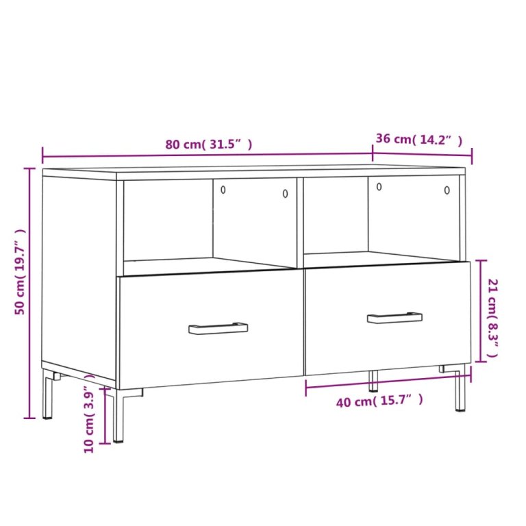 betonszürke szerelt fa TV-szekrény 80 x 36 x 50 cm