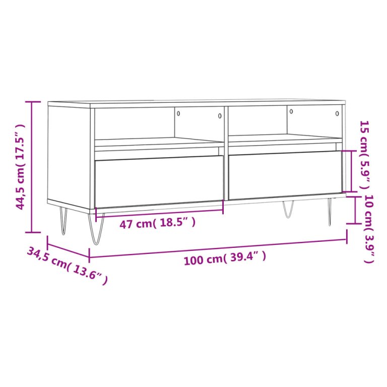 magasfényű fehér szerelt fa TV-szekrény 100 x 34,5 x 44,5 cm