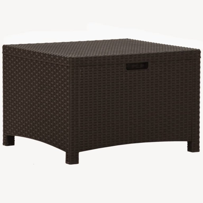 barna PP rattan kerti tárolóláda 60 x 54 x 41 cm