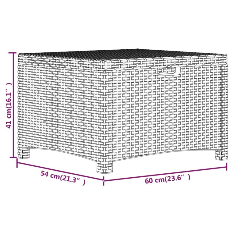 barna PP rattan kerti tárolóláda 60 x 54 x 41 cm