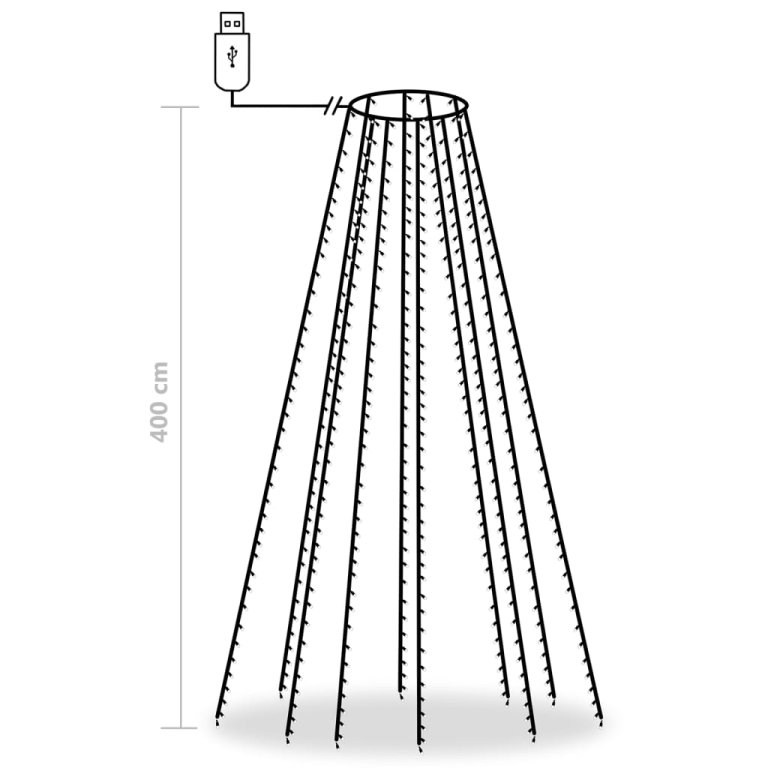 karácsonyfa-fényfüzér 400 színes LED-del 400 cm