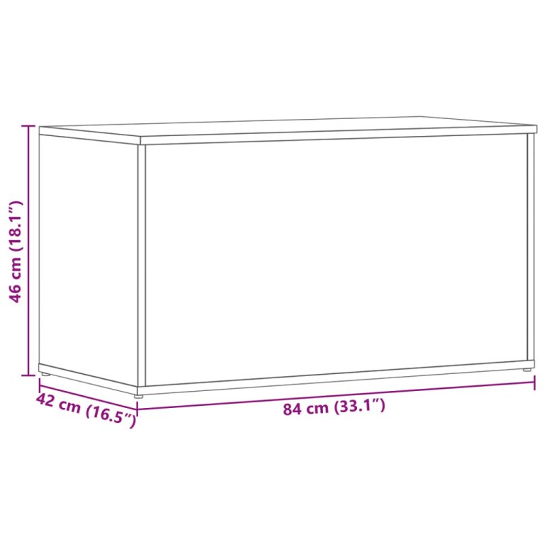 betonszürke szerelt fa tárolóláda 84 x 42 x 46 cm