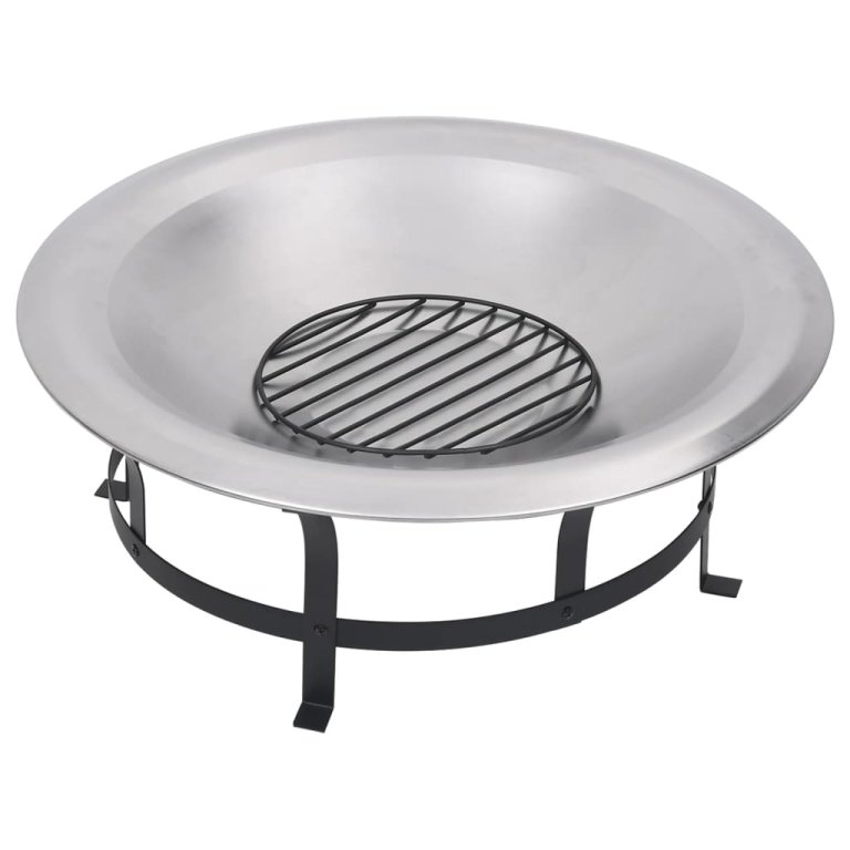 rozsdamentes acél kültéri tűztál grillráccsal 76 cm