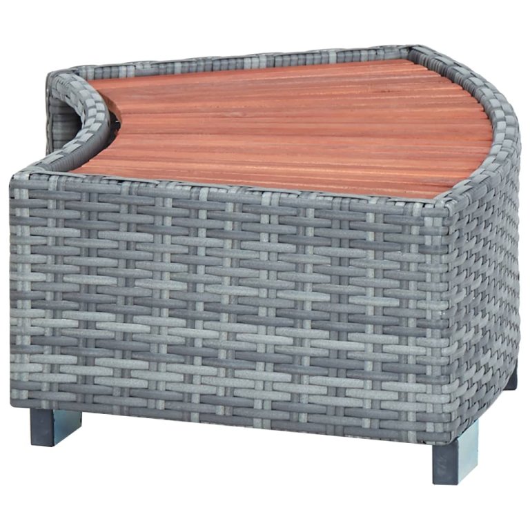 szürke polyrattan spa fellépő 92 x 45 x 25 cm