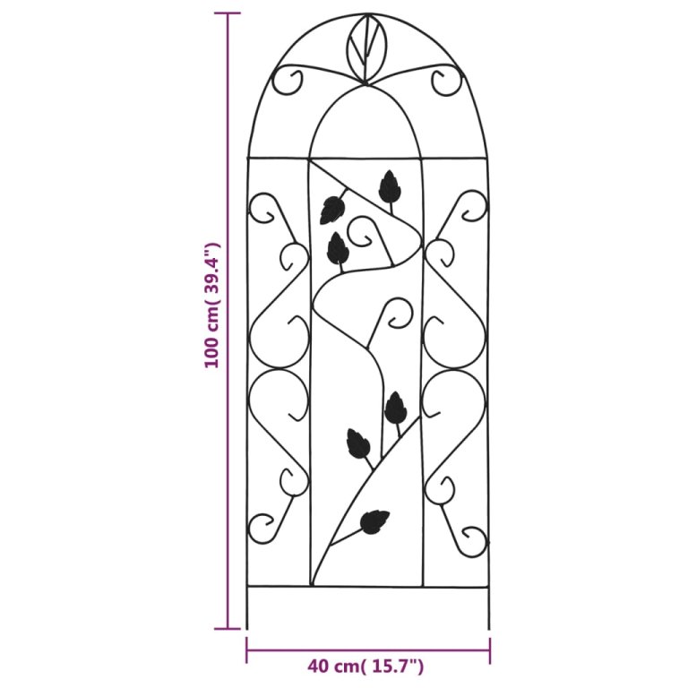 3 db fekete vas növényfuttató állvány 40 x 100 cm