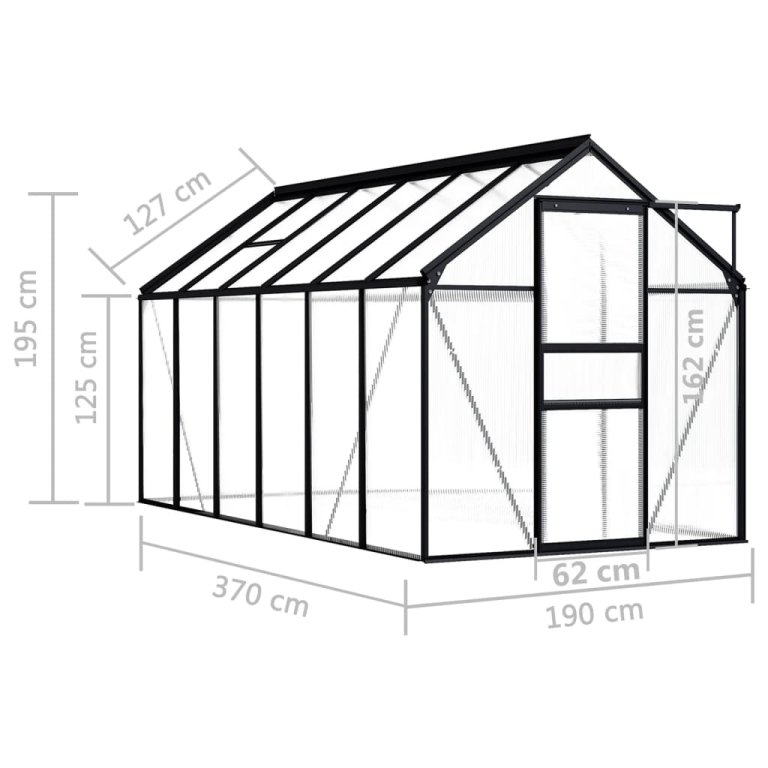 antracitszürke alumínium melegház 7,03 m²