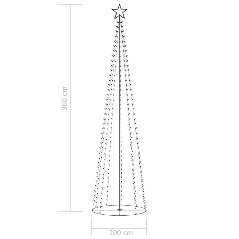 kúp alakú karácsonyfa 400 színes LED-del 100 x 360 cm