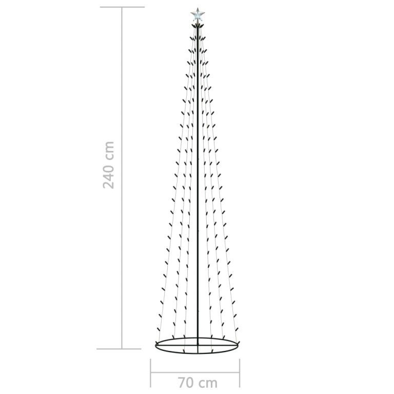 kúp alakú karácsonyfa 136 színes LED-del 70 x 240 cm