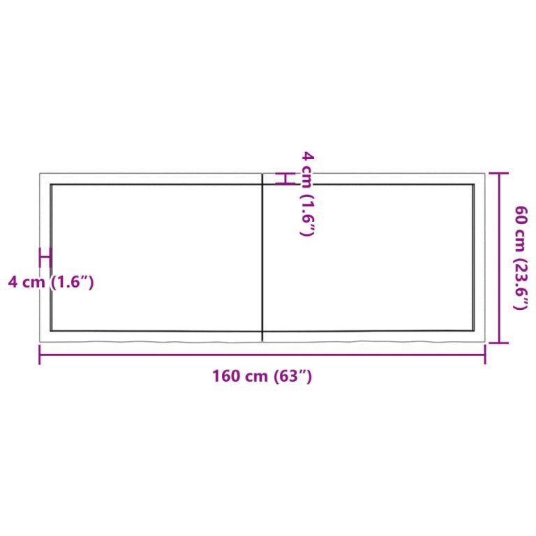 kezeletlen tömör tölgyfa asztallap 160x60x(2-6) cm