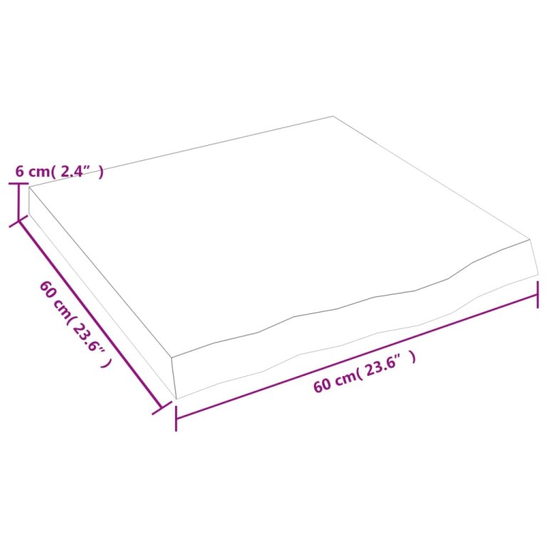 világosbarna kezelt tömör tölgyfa asztallap 60x60x(2-6) cm