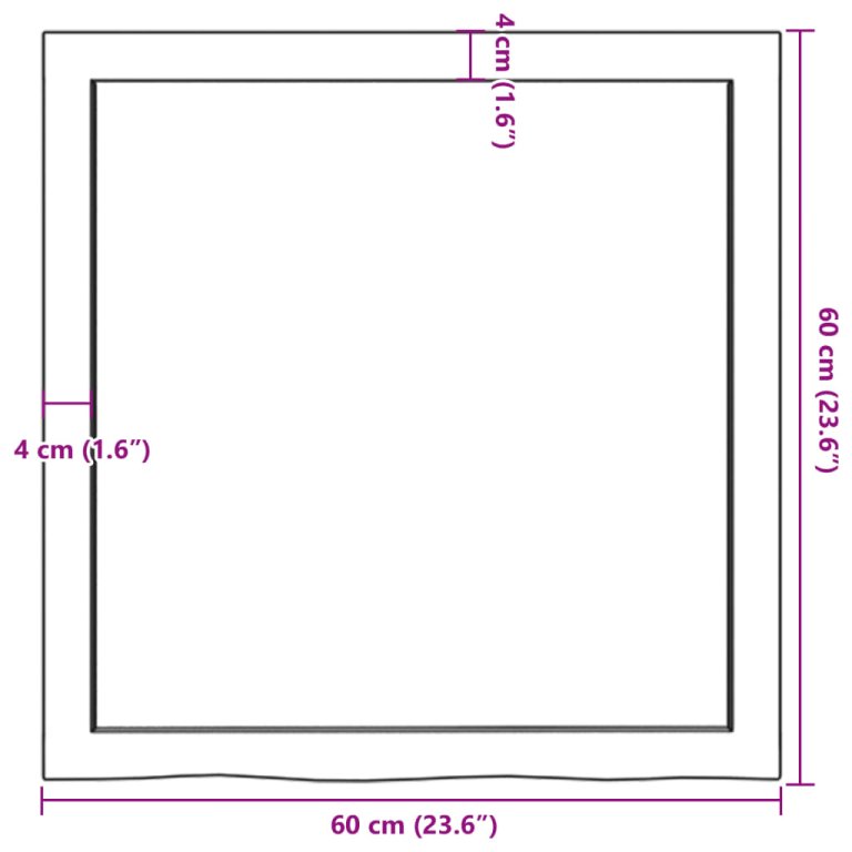 világosbarna kezelt tömör tölgyfa asztallap 60x60x(2-6) cm