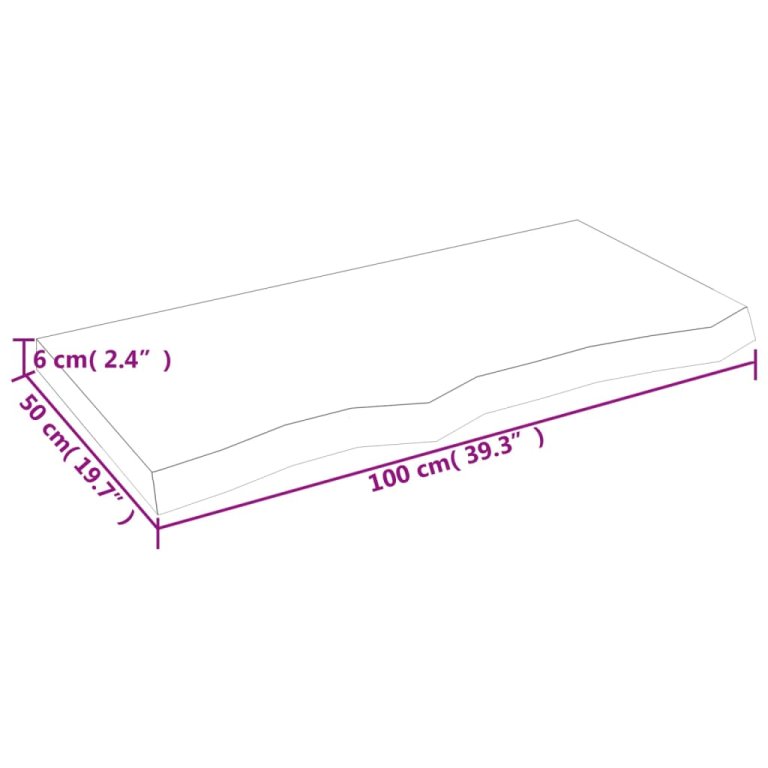 világosbarna kezelt tömör tölgyfa asztallap 100x50x(2-6) cm