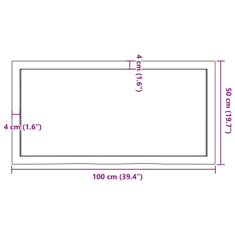 világosbarna kezelt tömör tölgyfa asztallap 100x50x(2-6) cm