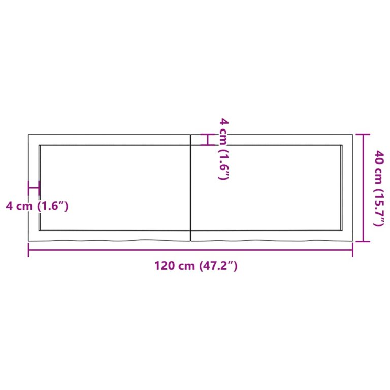 világosbarna kezelt tömör tölgyfa asztallap 120x40x(2-4) cm