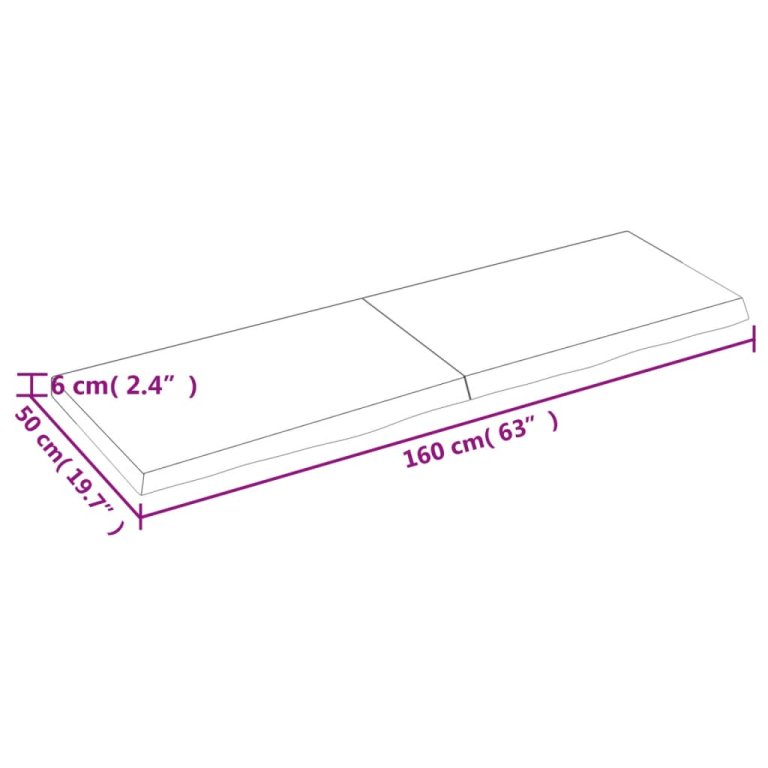 világosbarna kezelt tömör tölgyfa asztallap 160x50x(2-6) cm