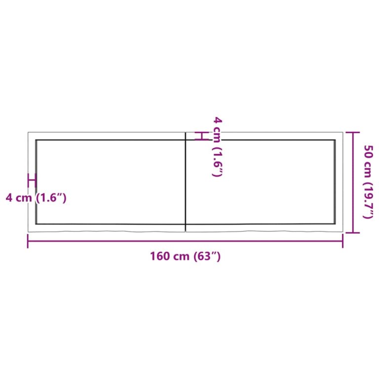 világosbarna kezelt tömör tölgyfa asztallap 160x50x(2-6) cm