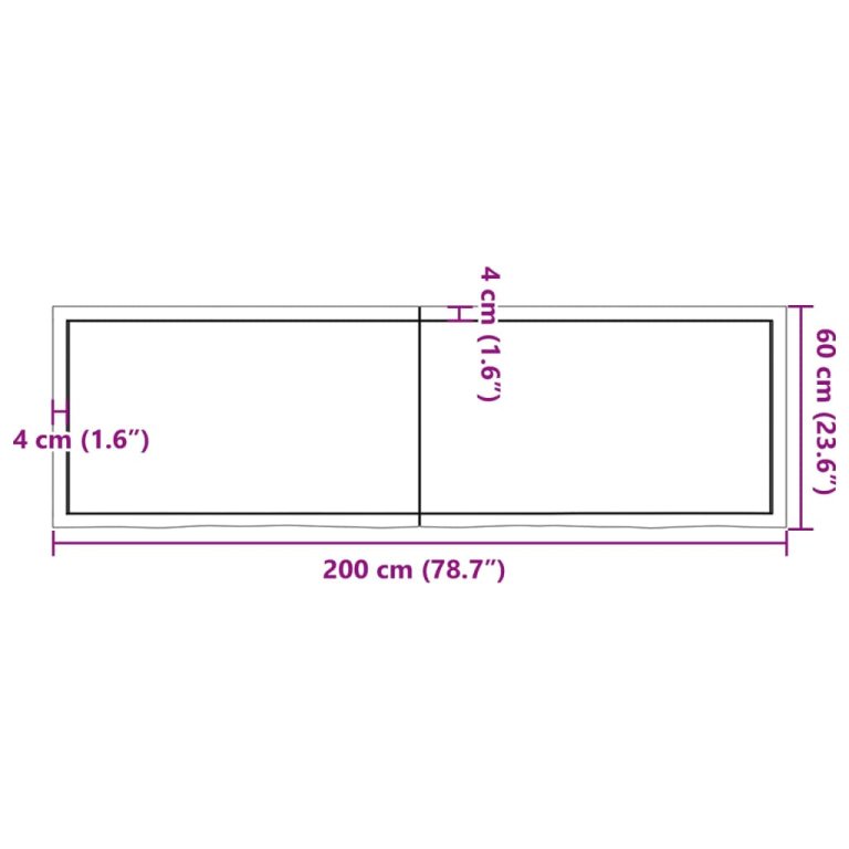 világosbarna kezelt tömör tölgyfa asztallap 200x60x(2-4) cm