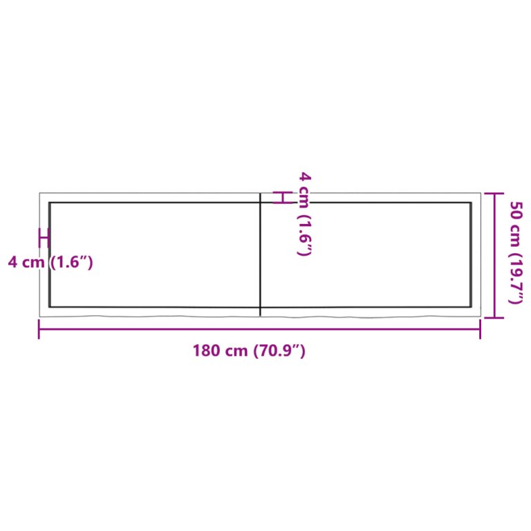 világosbarna kezelt tömör tölgyfa asztallap 180x50x(2-6) cm