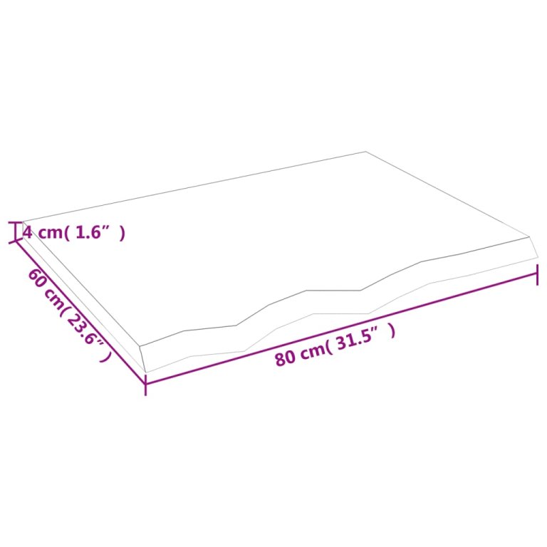 sötétbarna kezelt tömör tölgyfa asztallap 80x60x(2-4) cm