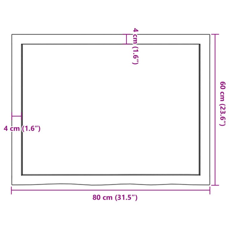 sötétbarna kezelt tömör tölgyfa asztallap 80x60x(2-4) cm