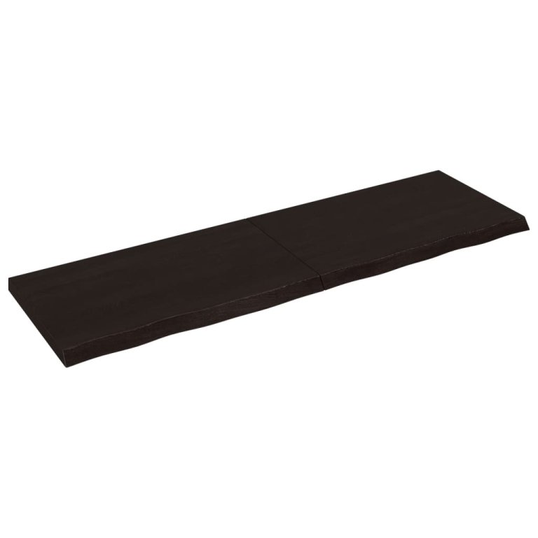 sötétbarna kezelt tömör tölgyfa asztallap 200x60x(2-6) cm