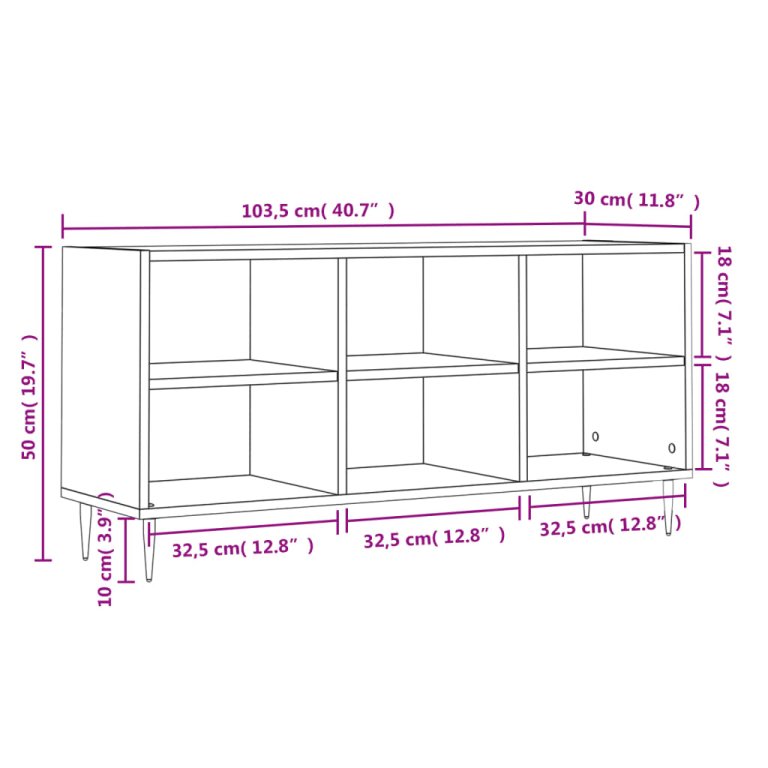 betonszürke szerelt fa TV-szekrény 103,5x30x50 cm