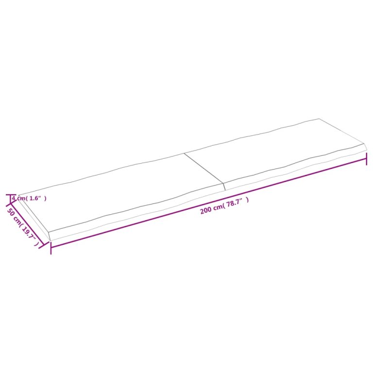 sötétbarna kezelt tömör asztallap 200x50x(2-4) cm