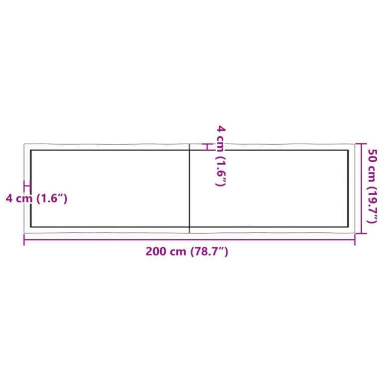 sötétbarna kezelt tömör asztallap 200x50x(2-4) cm