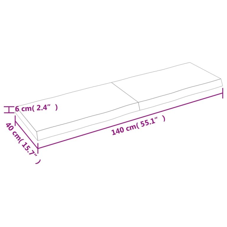 sötétbarna kezelt tömör asztallap 140x40x(2-6) cm