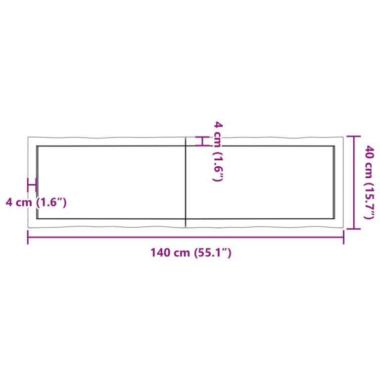 sötétbarna kezelt tömör asztallap 140x40x(2-6) cm