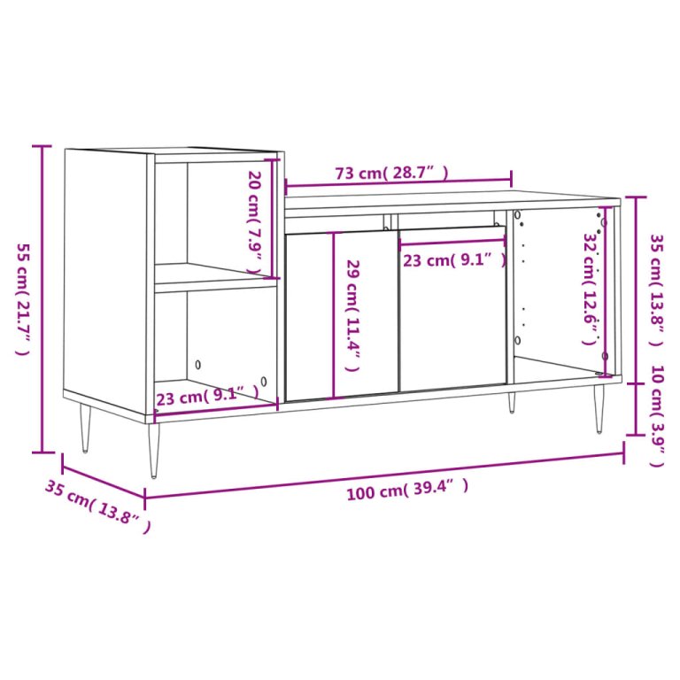 barna tölgyszínű szerelt fa TV-szekrény 100x35x55 cm