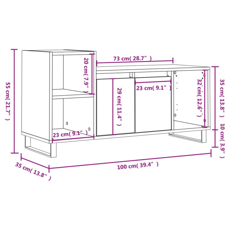 füstös tölgy színű szerelt fa TV-szekrény 100x35x55 cm