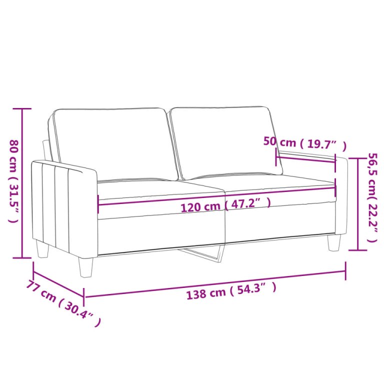 kétszemélyes világosszürke bársony kanapé 120 cm