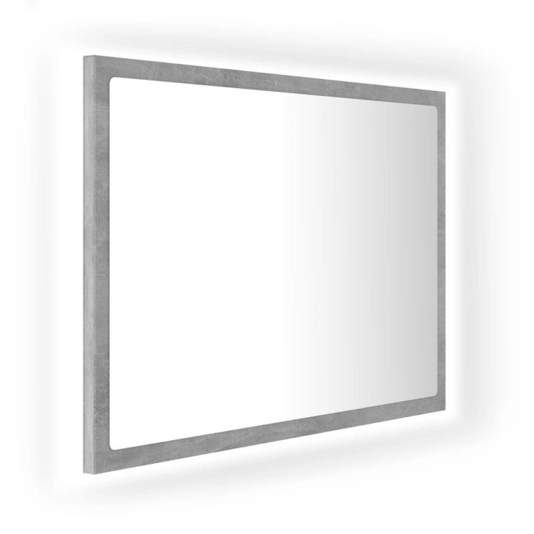 betonszürke akril LED-es fürdőszobatükör 60x8,5x37 cm