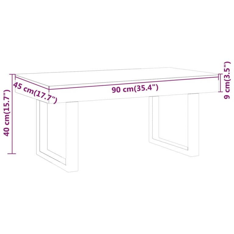 szürke és fekete MDF és vas dohányzóasztal 90x45x40 cm